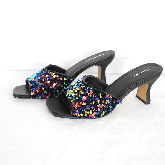 Lisa Vicky Women's Pretty-V Multi Payette Sequin Slide Sandal Size 9M NIB - Picture 3 of 6